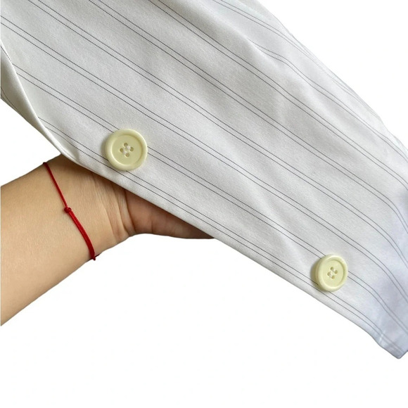 PETITE SOPHISTICATE STRETCH White Stripes Two Front Buttons Closure Size 12 - Picture 10 of 13